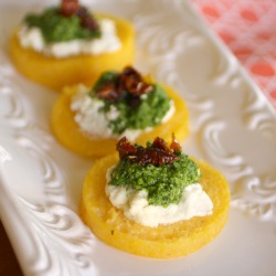 Polenta Cakes with Kale Pesto