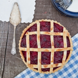 Pear and Damson Lattice Pie