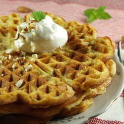 Waffles with Almonds and Yoghurt