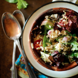 Orzo, Tomato, and Goat Cheese Salad