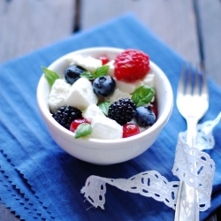 Feta Cheese and Red Fruit Salad