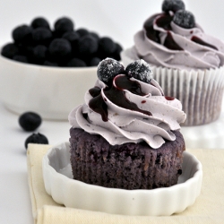 Roasted Blueberry Cupcakes