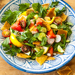 Fattoush: a Lebanese tomato salad