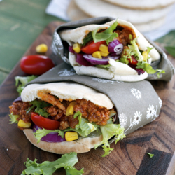 Pita Bread with Italian Tomato Meat Sauce