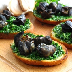 Snails bruschetta