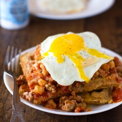 Chili and Cornbread Waffles