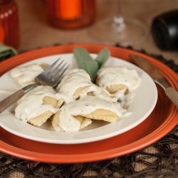 Pumpkin ravioli w/ sage cream sauce