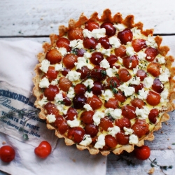 Sausage, Cherry & Goat Cheese Tart