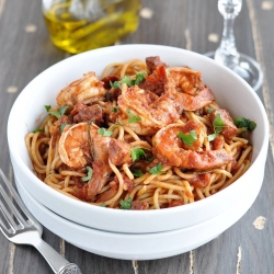 Chorizo and Scampi Pasta