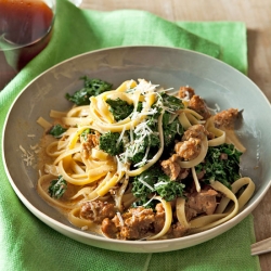 Fettuccine with Sausage & Kale