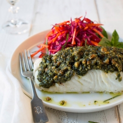 Halibut with Genovese Pesto