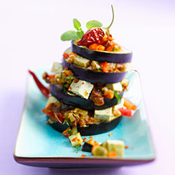 Vegan Aubergine Tower With Tofu