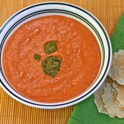 Roasted Tomato Cashew Basil Soup