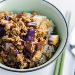 pork & eggplant donburi