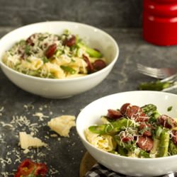 Spicy Sausage and Asparagus Carbonara