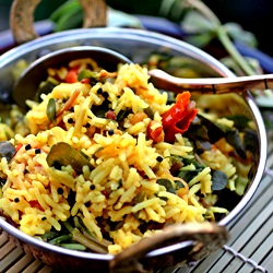 Eggplant Pilaf with Purslane