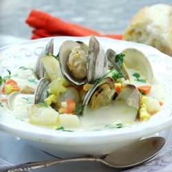 Clam, Halibut and Sweet Corn Chowder