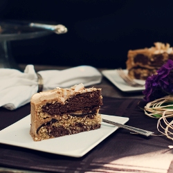 Paleo Zebra Cake + Caramel Frosting