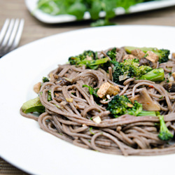 Soba With Tofu Mushrooms & Broccoli