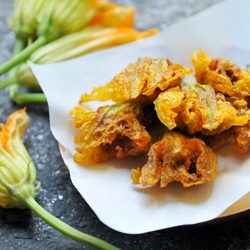 Pork-Stuffed Squash Blossoms