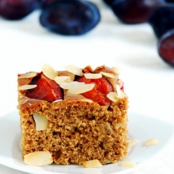 Fluffy Almond Cake with Plums