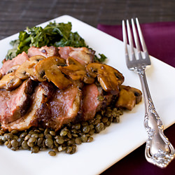 Duck with Red Wine Mushroom Sauce