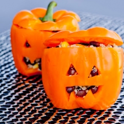 Halloween Carved Bell Peppers