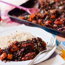 Lentils with Roasted Okra