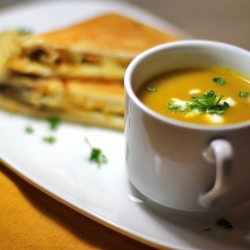 Squash Soup with Hummus Panini