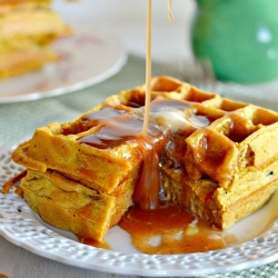 Pumpkin Waffles w/ Apple Cider Syrup