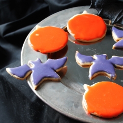 Pumpkin and Bat Sugar Cookies