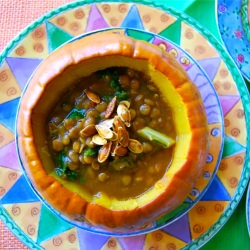 Pumpkin, Lentil and Kale Soup