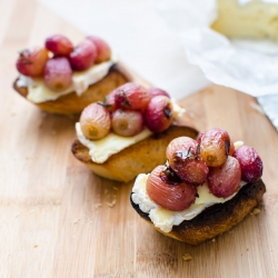 Roasted Grape Camembert Crostini