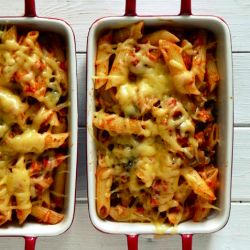 Ham Mushroom Pasta Bake