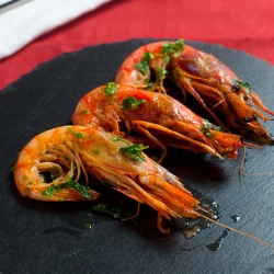 Flambéed Prawns