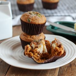 Sweet Cream Stuffed Pumpkin Muffins