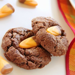 Choc Caramel Candy Corn Cookies