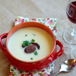 Potato Bisque with Chorizo in Wine