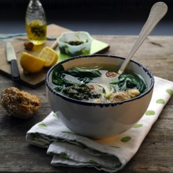 Sausage Spinach Pesto Soup