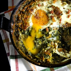 Baked Amaranth with Runny Eggs