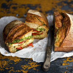 Tomato Confit, Pesto & Veg Sandwich