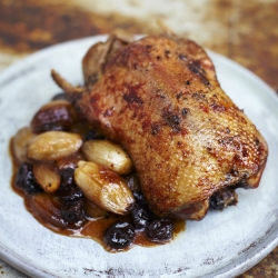 Roast Mallard with Cherry Shallots