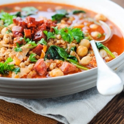 Chicken, Chorizo and Chickpea Soup