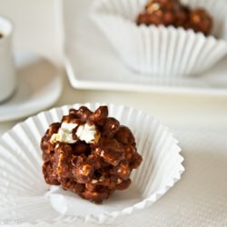 Popcorn Balls in Chocolate Caramel