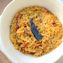 Pumpkin Prosciutto Sage Risotto.