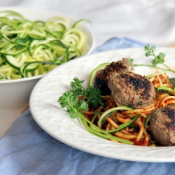 Zucchini Spaghetti and Meatballs