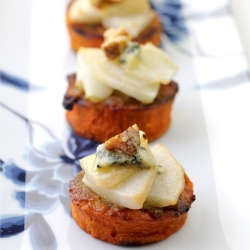 Pear and Blue Cheese Yam Appetizers