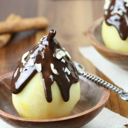 Poached Pears with Chocolate Sauce