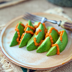 Avocados & Roasted Red Pepper Sauce