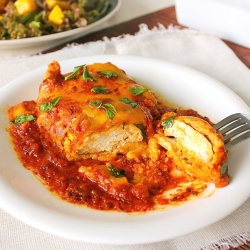 Baked Enchilada Chicken Parmesan